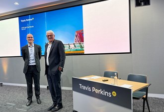 2025 Half Year Results, Travis Perkins plc, Duncan Cooper, CFO (L), Geoff Drabble, Chair (R)
